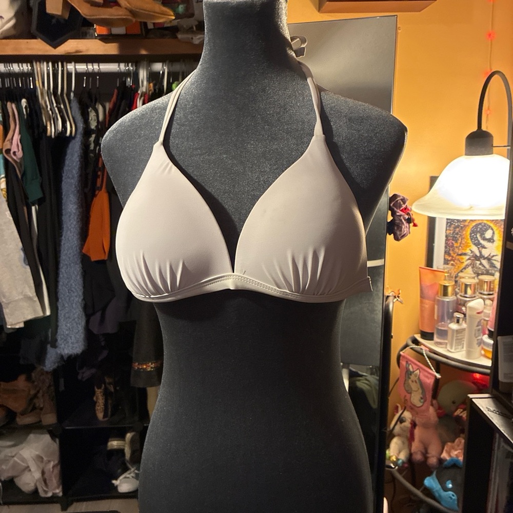 Women's Halter Triangle Bikini Top - Cream